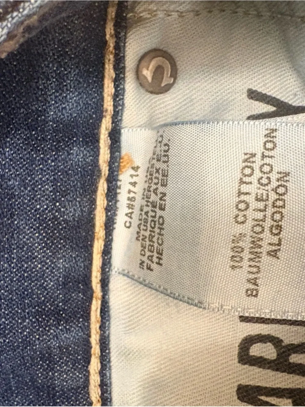 True Religion Men's Dark Blue Bootcut Jeans with Contrast Stitching